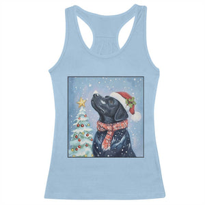 Cute Black Lab Christmas Racerback Tank Top Holiday Dog Lover Gift Idea TS12 Light Blue Print Your Wear
