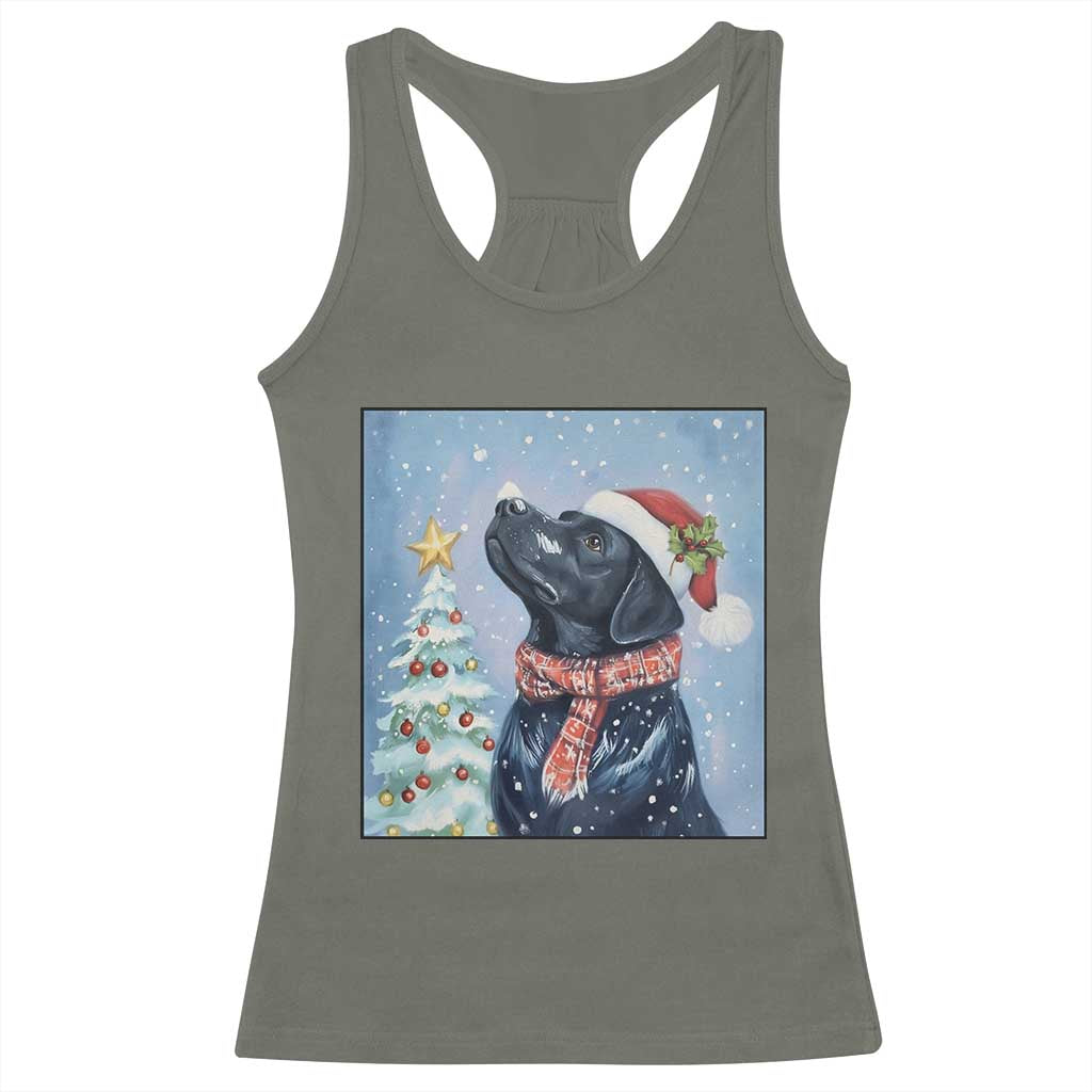Cute Black Lab Christmas Racerback Tank Top Holiday Dog Lover Gift Idea TS12 Military Green Print Your Wear