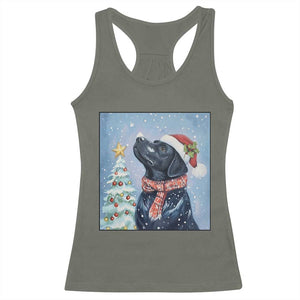 Cute Black Lab Christmas Racerback Tank Top Holiday Dog Lover Gift Idea TS12 Military Green Print Your Wear