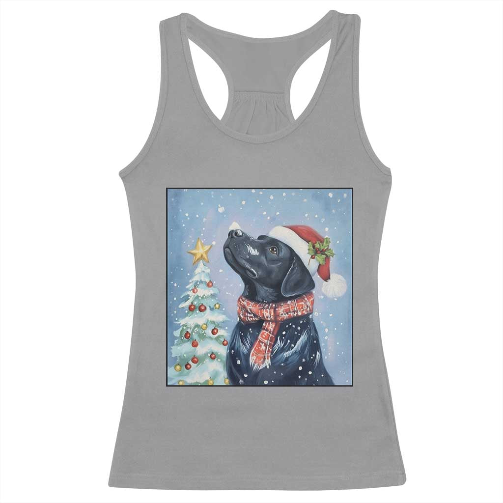 Cute Black Lab Christmas Racerback Tank Top Holiday Dog Lover Gift Idea TS12 Sport Gray Print Your Wear