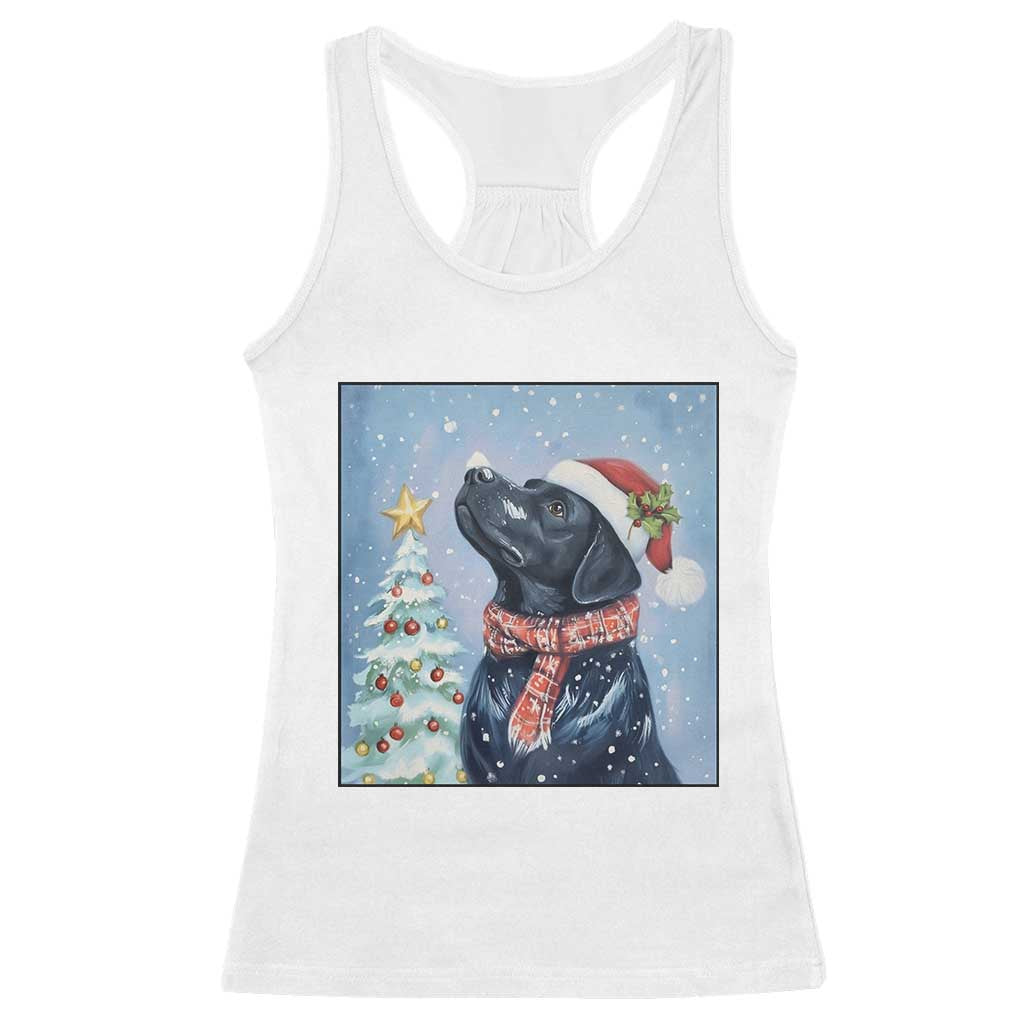 Cute Black Lab Christmas Racerback Tank Top Holiday Dog Lover Gift Idea TS12 White Print Your Wear