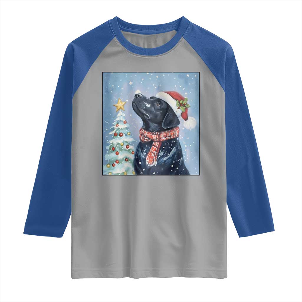 Cute Black Lab Christmas Raglan Shirt Holiday Dog Lover Gift Idea TS12 Sport Gray Royal Print Your Wear