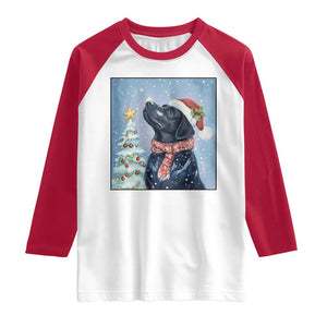 Cute Black Lab Christmas Raglan Shirt Holiday Dog Lover Gift Idea TS12 White Red Print Your Wear