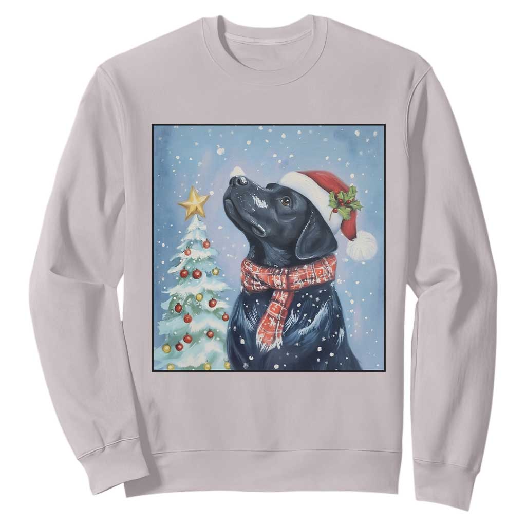 Cute Black Lab Christmas Sweatshirt Holiday Dog Lover Gift Idea TS12 Ice Gray Print Your Wear