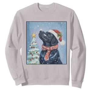Cute Black Lab Christmas Sweatshirt Holiday Dog Lover Gift Idea TS12 Ice Gray Print Your Wear