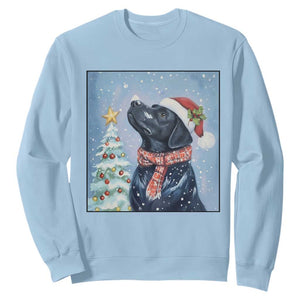 Cute Black Lab Christmas Sweatshirt Holiday Dog Lover Gift Idea TS12 Light Blue Print Your Wear