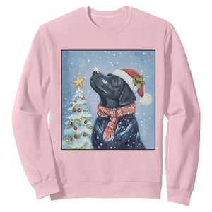 Cute Black Lab Christmas Sweatshirt Holiday Dog Lover Gift Idea TS12 Light Pink Print Your Wear