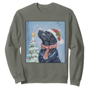 Cute Black Lab Christmas Sweatshirt Holiday Dog Lover Gift Idea TS12 Military Green Print Your Wear