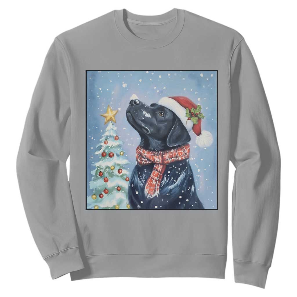 Cute Black Lab Christmas Sweatshirt Holiday Dog Lover Gift Idea TS12 Sport Gray Print Your Wear