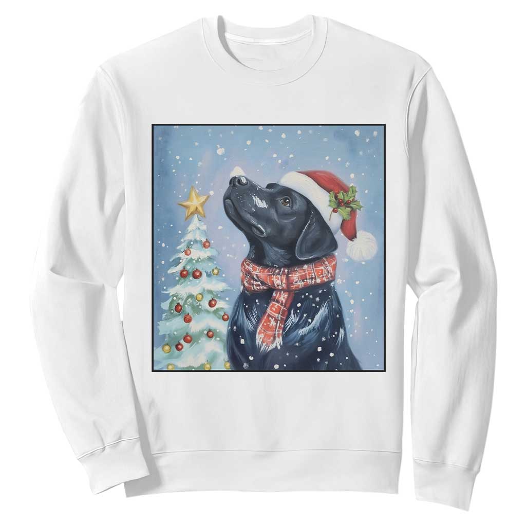 Cute Black Lab Christmas Sweatshirt Holiday Dog Lover Gift Idea TS12 White Print Your Wear