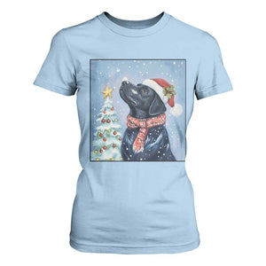 Cute Black Lab Christmas T Shirt For Women Holiday Dog Lover Gift Idea TS12 Light Blue Print Your Wear