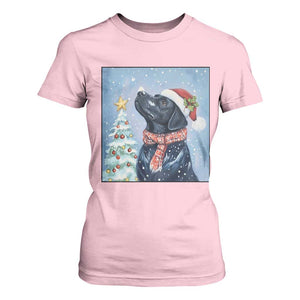 Cute Black Lab Christmas T Shirt For Women Holiday Dog Lover Gift Idea TS12 Light Pink Print Your Wear