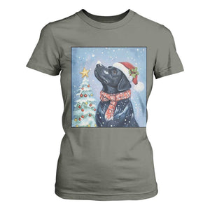 Cute Black Lab Christmas T Shirt For Women Holiday Dog Lover Gift Idea TS12 Military Green Print Your Wear