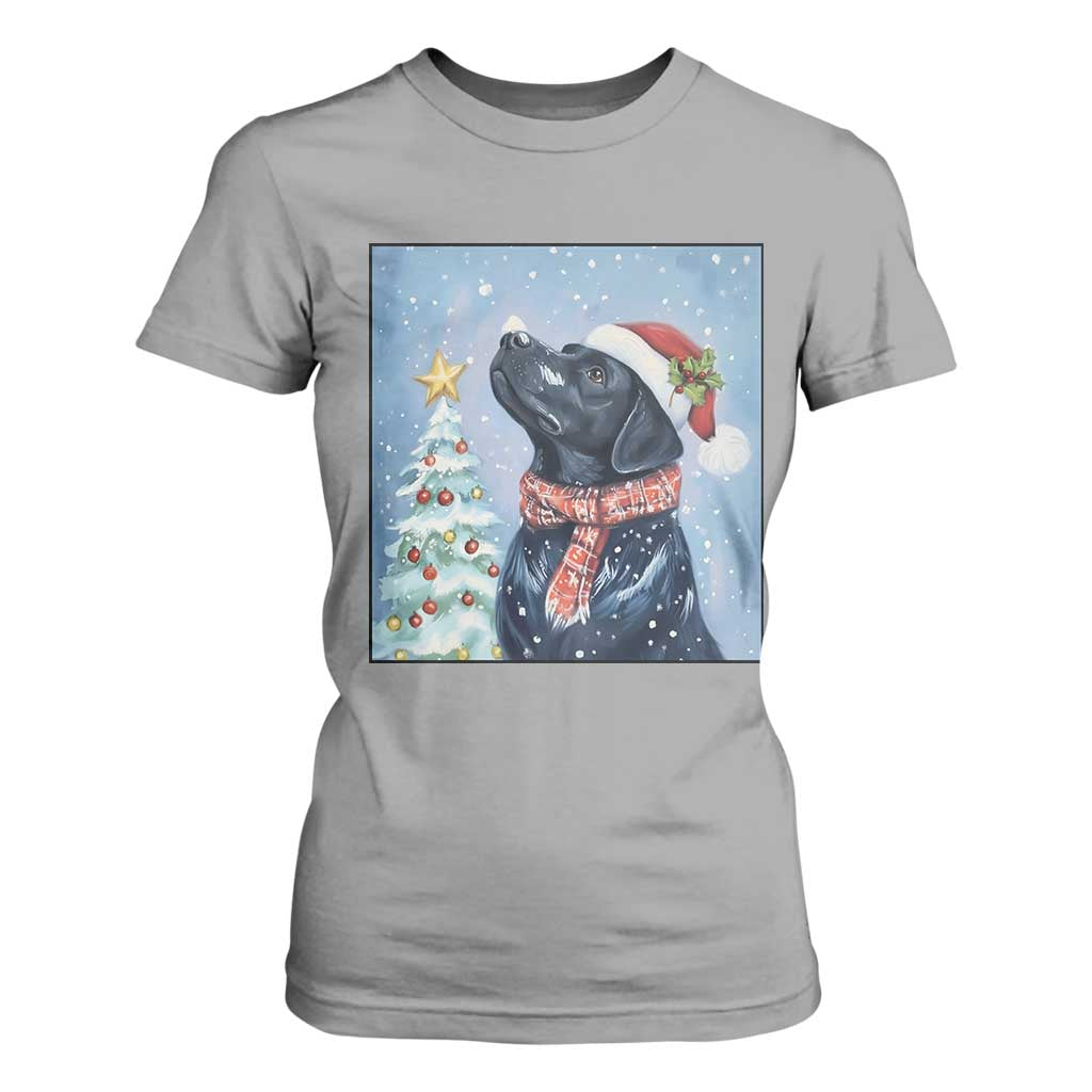 Cute Black Lab Christmas T Shirt For Women Holiday Dog Lover Gift Idea TS12 Sport Gray Print Your Wear