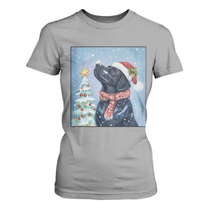 Cute Black Lab Christmas T Shirt For Women Holiday Dog Lover Gift Idea TS12 Sport Gray Print Your Wear