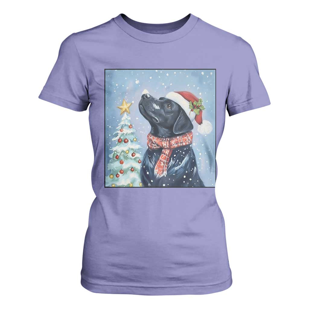 Cute Black Lab Christmas T Shirt For Women Holiday Dog Lover Gift Idea TS12 Violet Print Your Wear