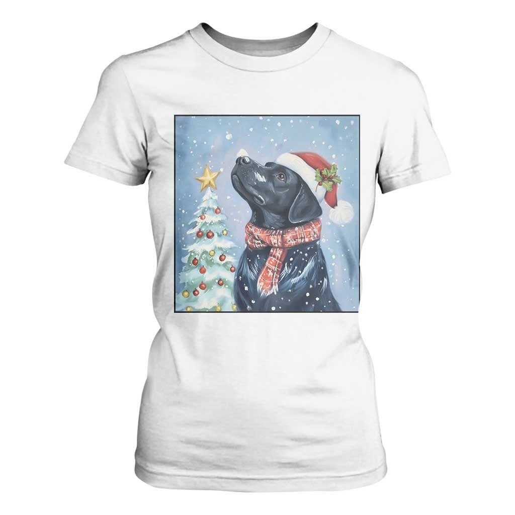 Cute Black Lab Christmas T Shirt For Women Holiday Dog Lover Gift Idea TS12 White Print Your Wear