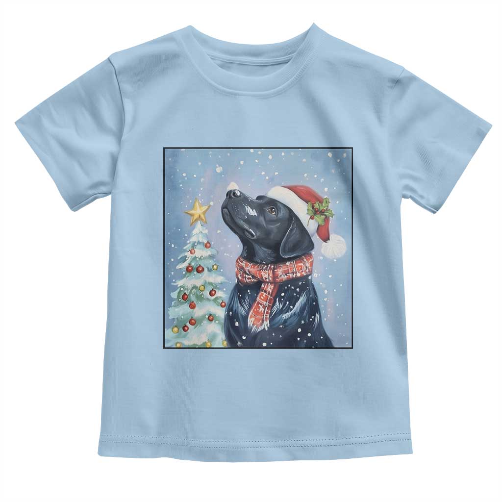 Cute Black Lab Christmas Toddler T Shirt Holiday Dog Lover Gift Idea TS12 Light Blue Print Your Wear