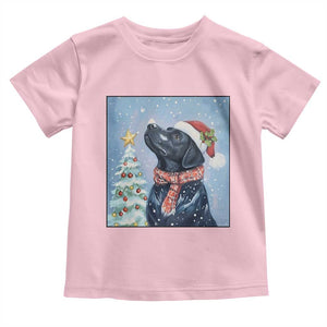 Cute Black Lab Christmas Toddler T Shirt Holiday Dog Lover Gift Idea TS12 Light Pink Print Your Wear