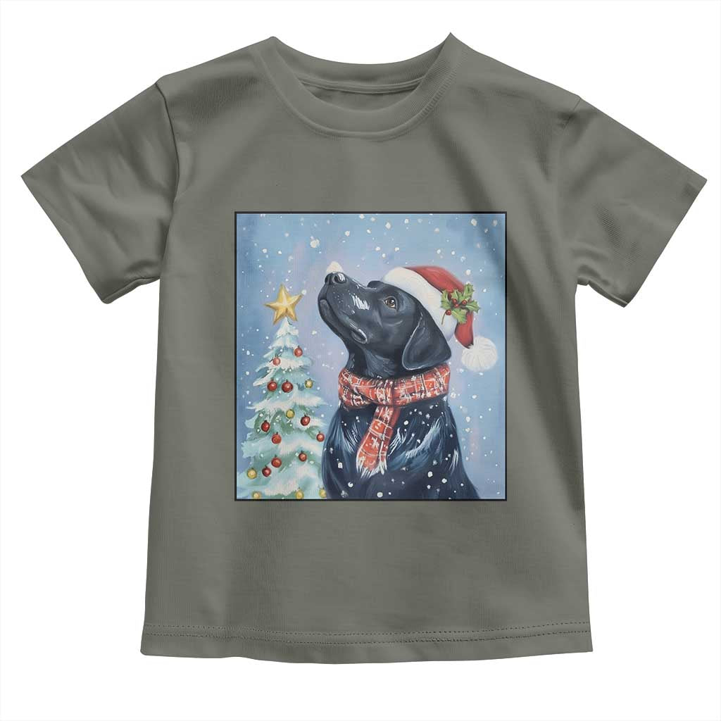 Cute Black Lab Christmas Toddler T Shirt Holiday Dog Lover Gift Idea TS12 Military Green Print Your Wear