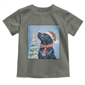 Cute Black Lab Christmas Toddler T Shirt Holiday Dog Lover Gift Idea TS12 Military Green Print Your Wear