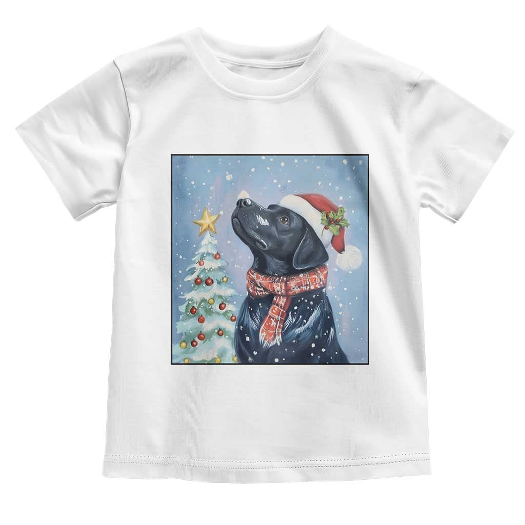 Cute Black Lab Christmas Toddler T Shirt Holiday Dog Lover Gift Idea TS12 White Print Your Wear