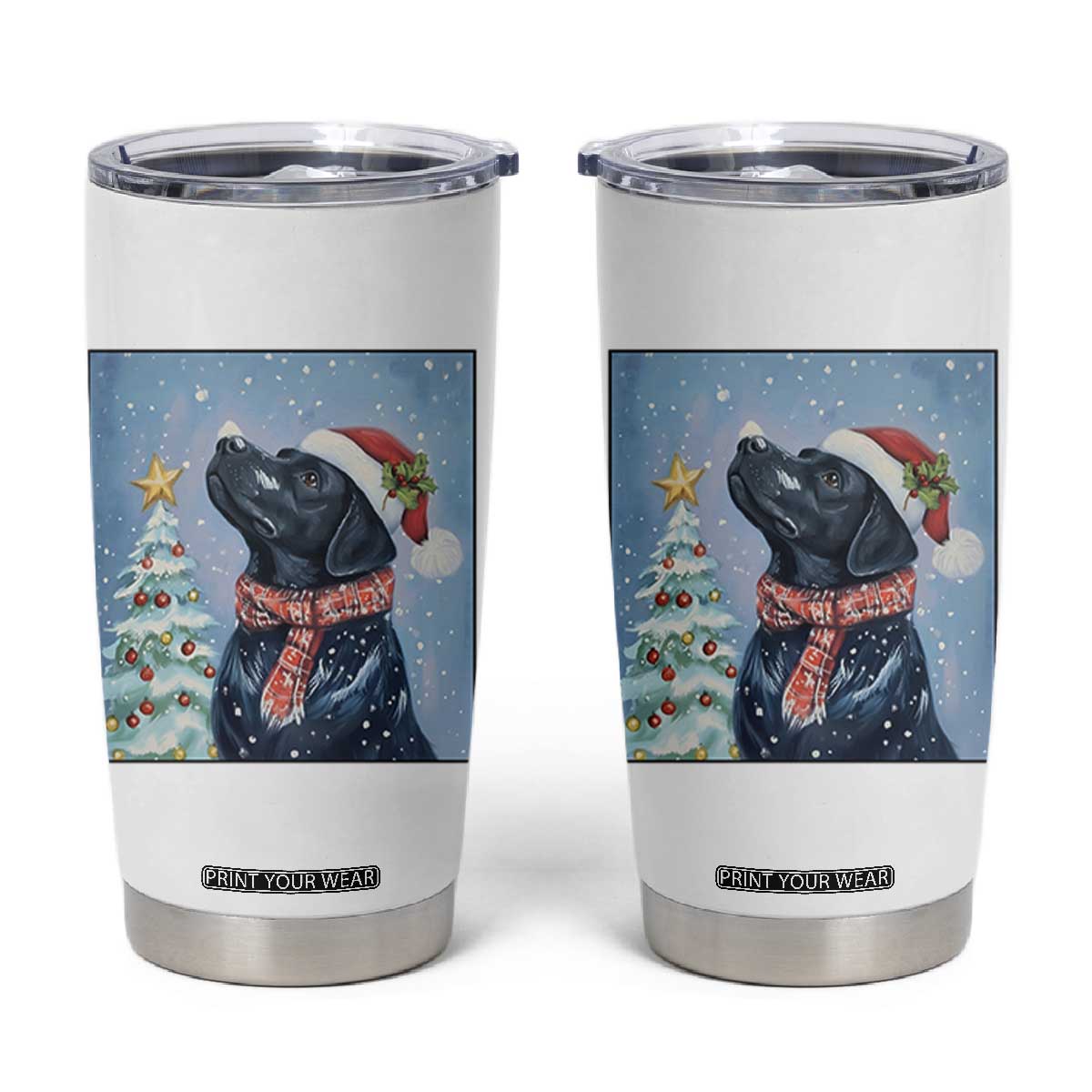 Cute Black Lab Christmas Tumbler Cup Holiday Dog Lover Gift Idea TS12 White Print Your Wear
