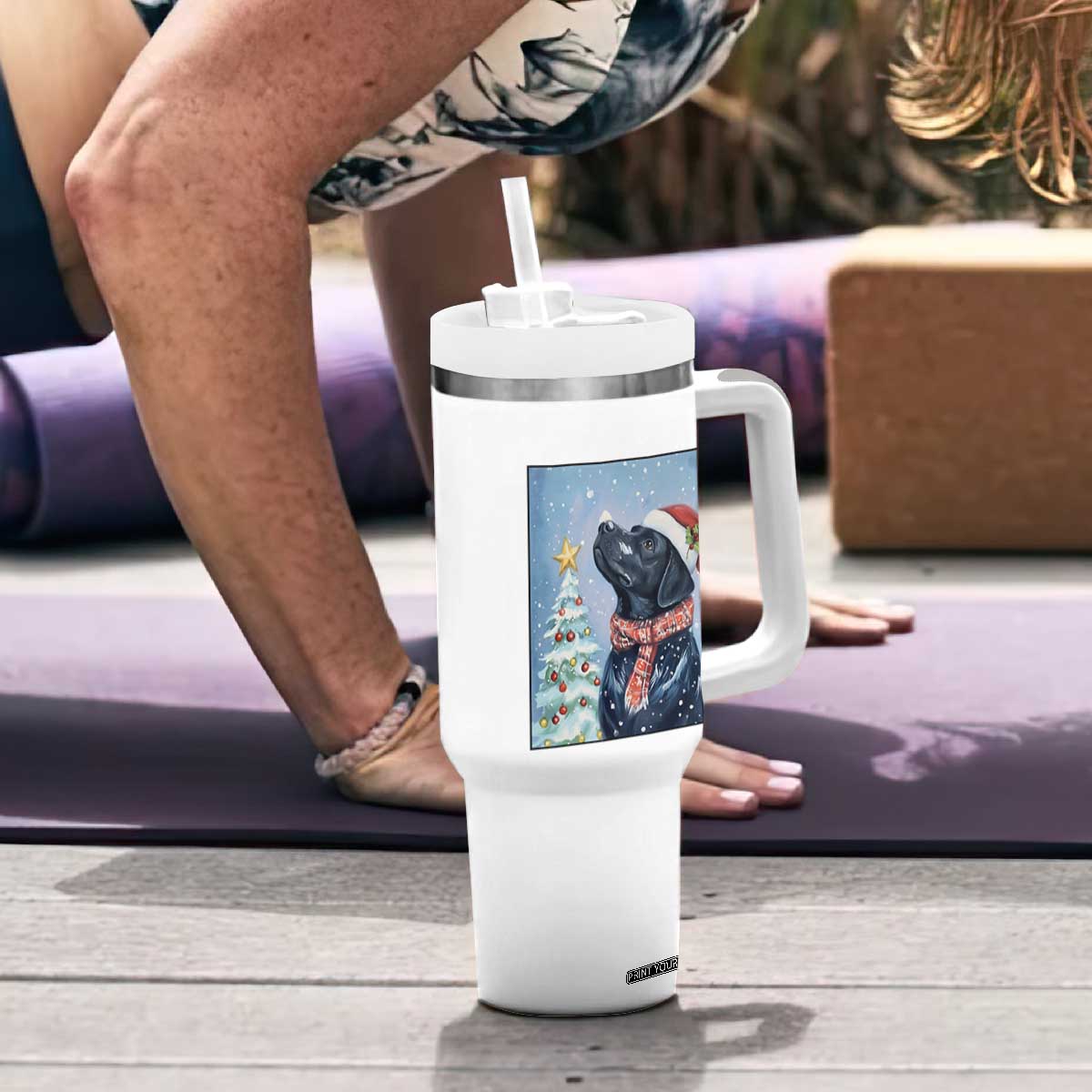 Cute Black Lab Christmas Tumbler With Handle Holiday Dog Lover Gift Idea TS12 Print Your Wear