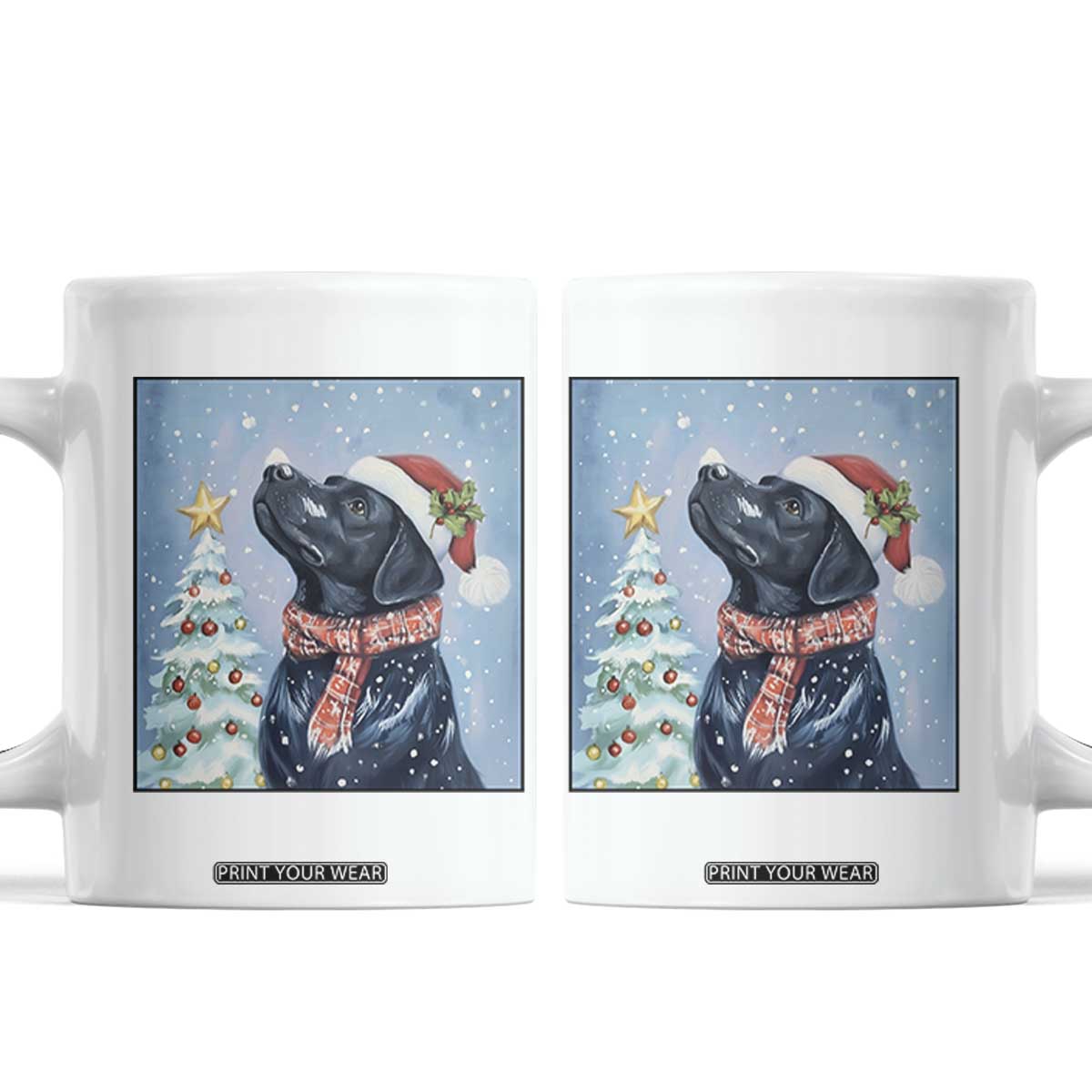 Cute Black Lab Christmas Coffee Mug Holiday Dog Lover Gift Idea TS12 White Print Your Wear