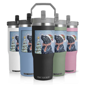 Cute Black Lab Christmas Flip Straw Tumbler Holiday Dog Lover Gift Idea TS12 Print Your Wear