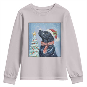 Cute Black Lab Christmas Youth Sweatshirt Holiday Dog Lover Gift Idea TS12 Ice Gray Print Your Wear