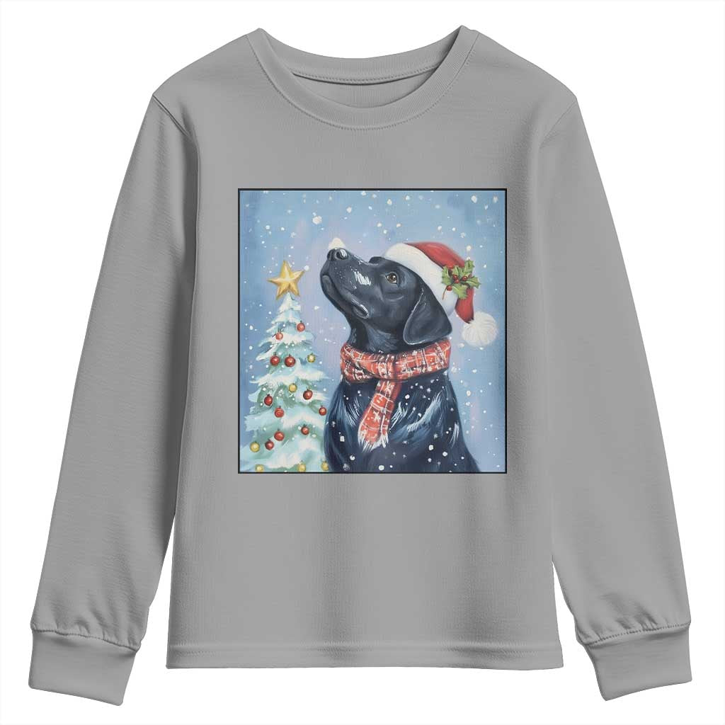 Cute Black Lab Christmas Youth Sweatshirt Holiday Dog Lover Gift Idea TS12 Sport Gray Print Your Wear