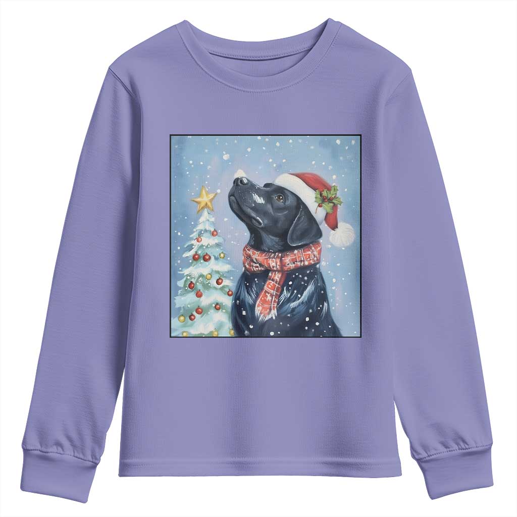Cute Black Lab Christmas Youth Sweatshirt Holiday Dog Lover Gift Idea TS12 Violet Print Your Wear