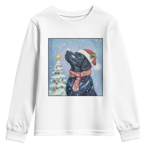 Cute Black Lab Christmas Youth Sweatshirt Holiday Dog Lover Gift Idea TS12 White Print Your Wear