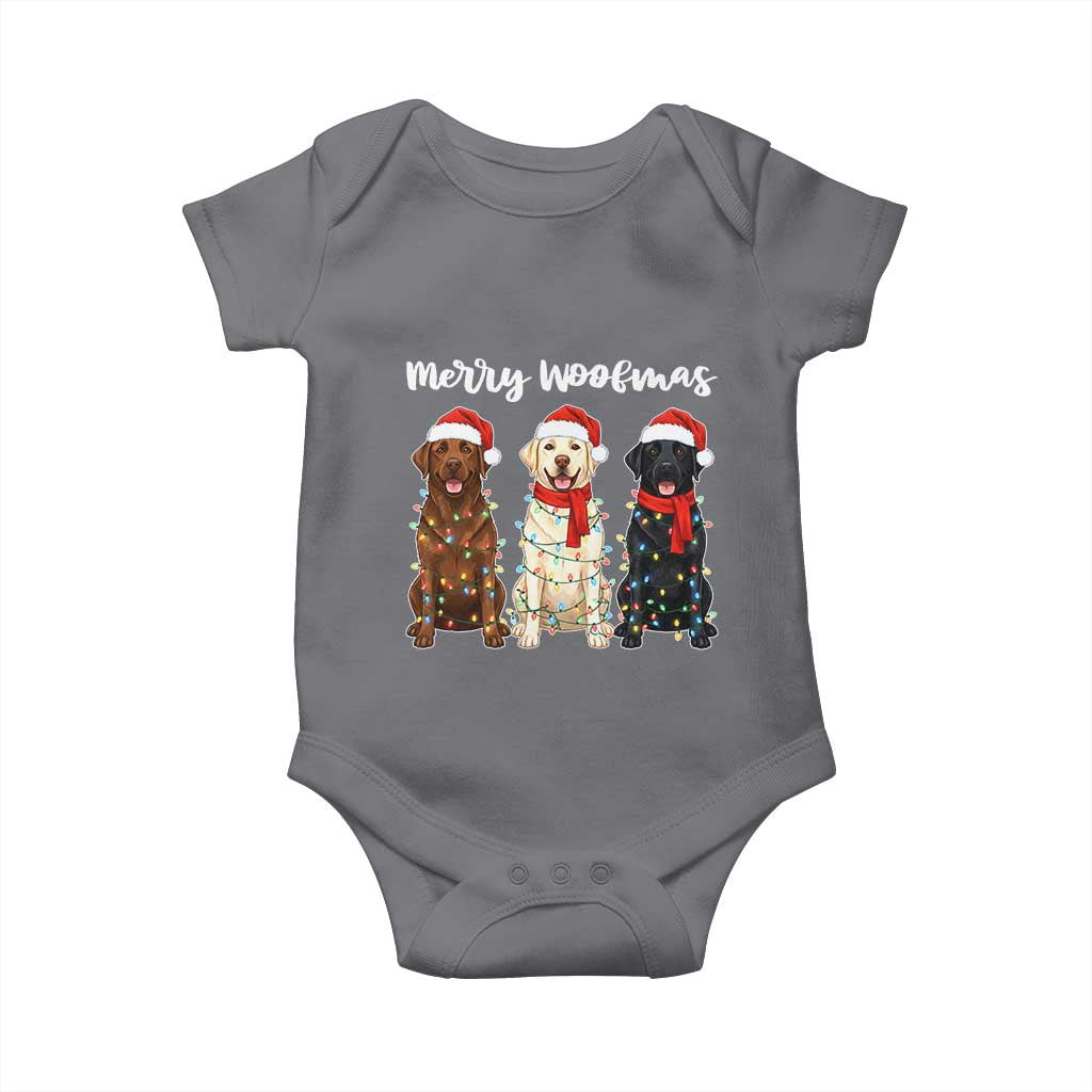 Funny Merry Woofmas Baby Onesie Labrador Funny Christmas Dog Lover Gift TS12 Charcoal Print Your Wear