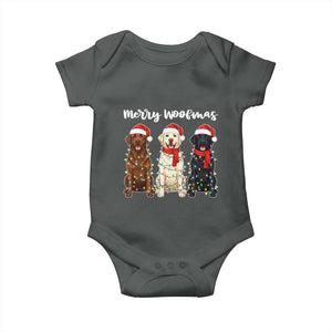 Funny Merry Woofmas Baby Onesie Labrador Funny Christmas Dog Lover Gift TS12 Dark Heather Print Your Wear
