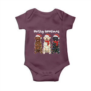 Funny Merry Woofmas Baby Onesie Labrador Funny Christmas Dog Lover Gift TS12 Maroon Print Your Wear