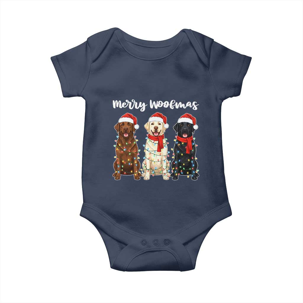 Funny Merry Woofmas Baby Onesie Labrador Funny Christmas Dog Lover Gift TS12 Navy Print Your Wear