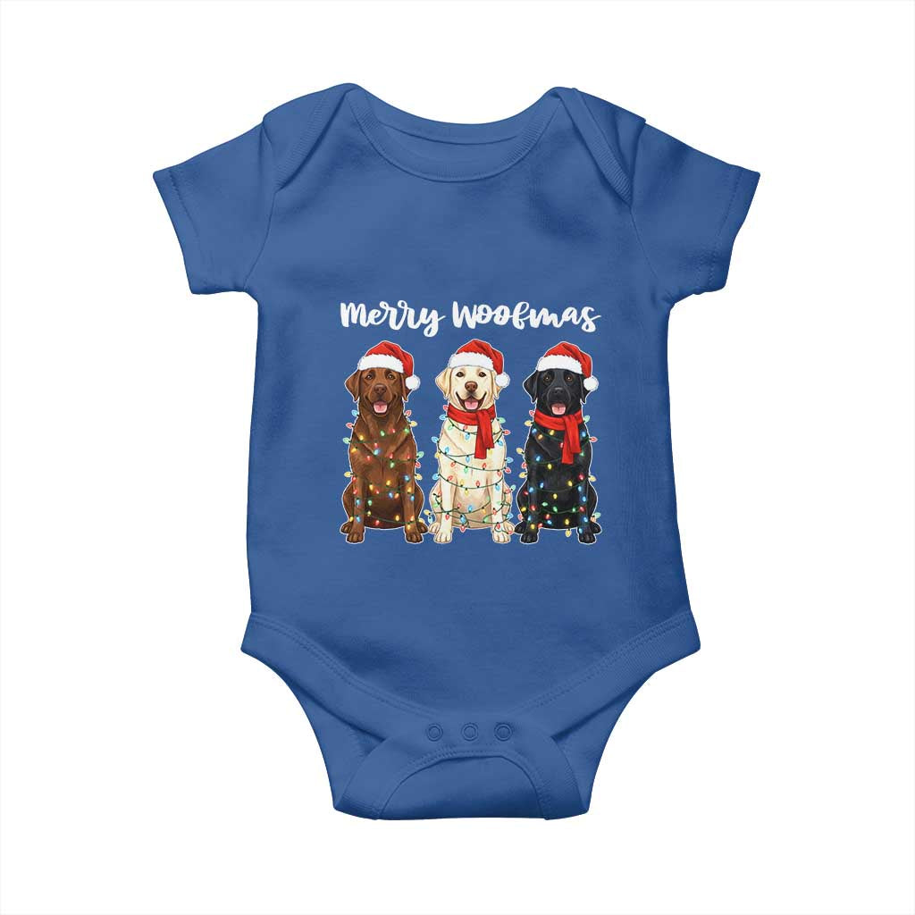 Funny Merry Woofmas Baby Onesie Labrador Funny Christmas Dog Lover Gift TS12 Royal Blue Print Your Wear