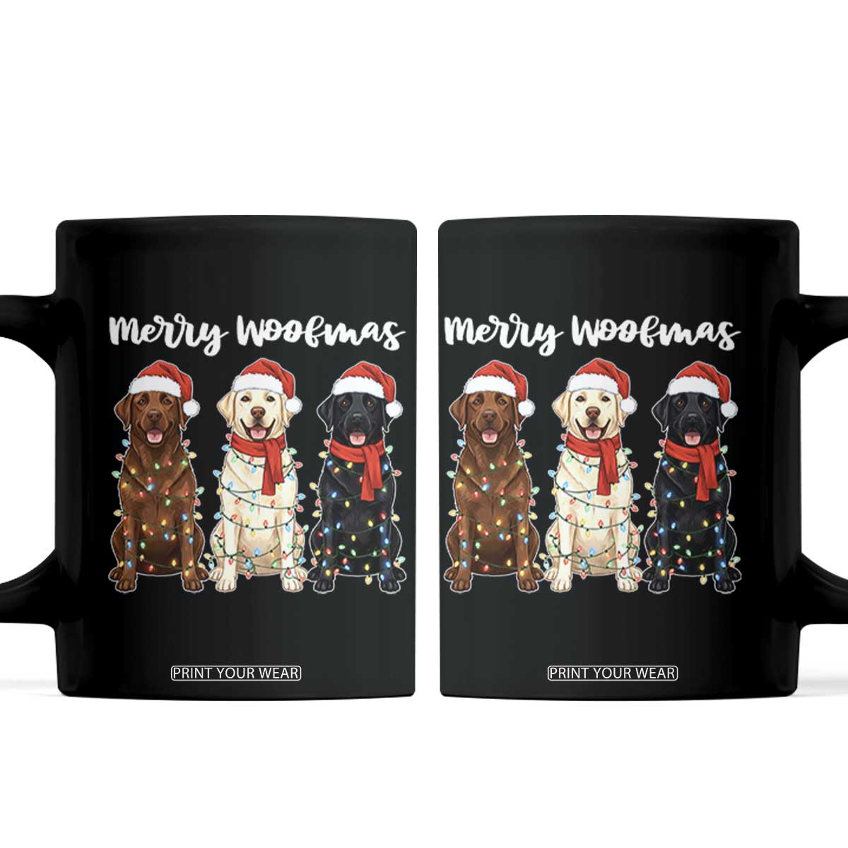 Funny Merry Woofmas Coffee Mug Labrador Funny Christmas Dog Lover Gift TS12 Black Print Your Wear