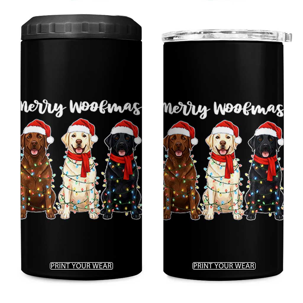 Funny Merry Woofmas 4 in 1 Can Cooler Tumbler Labrador Funny Christmas Dog Lover Gift TS12 One Size: 16 oz Black Print Your Wear