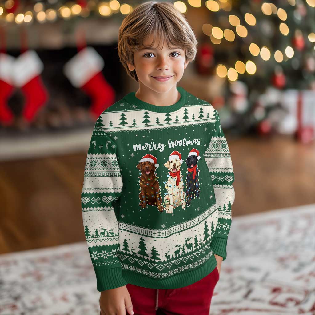 Funny Merry Woofmas Ugly Christmas Sweater Labrador Funny Xmas Dog Lover Gift TS12 Forest Green Beige Print Your Wear