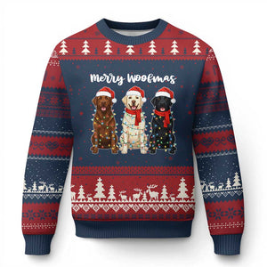 Funny Merry Woofmas Ugly Christmas Sweater Labrador Funny Xmas Dog Lover Gift TS12 Navy Red Print Your Wear