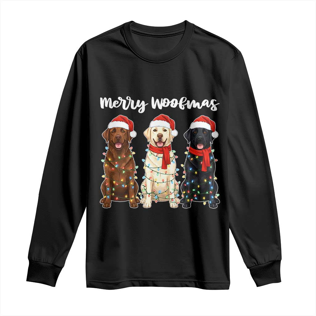 Funny Merry Woofmas Long Sleeve Shirt Labrador Funny Christmas Dog Lover Gift TS12 Black Print Your Wear