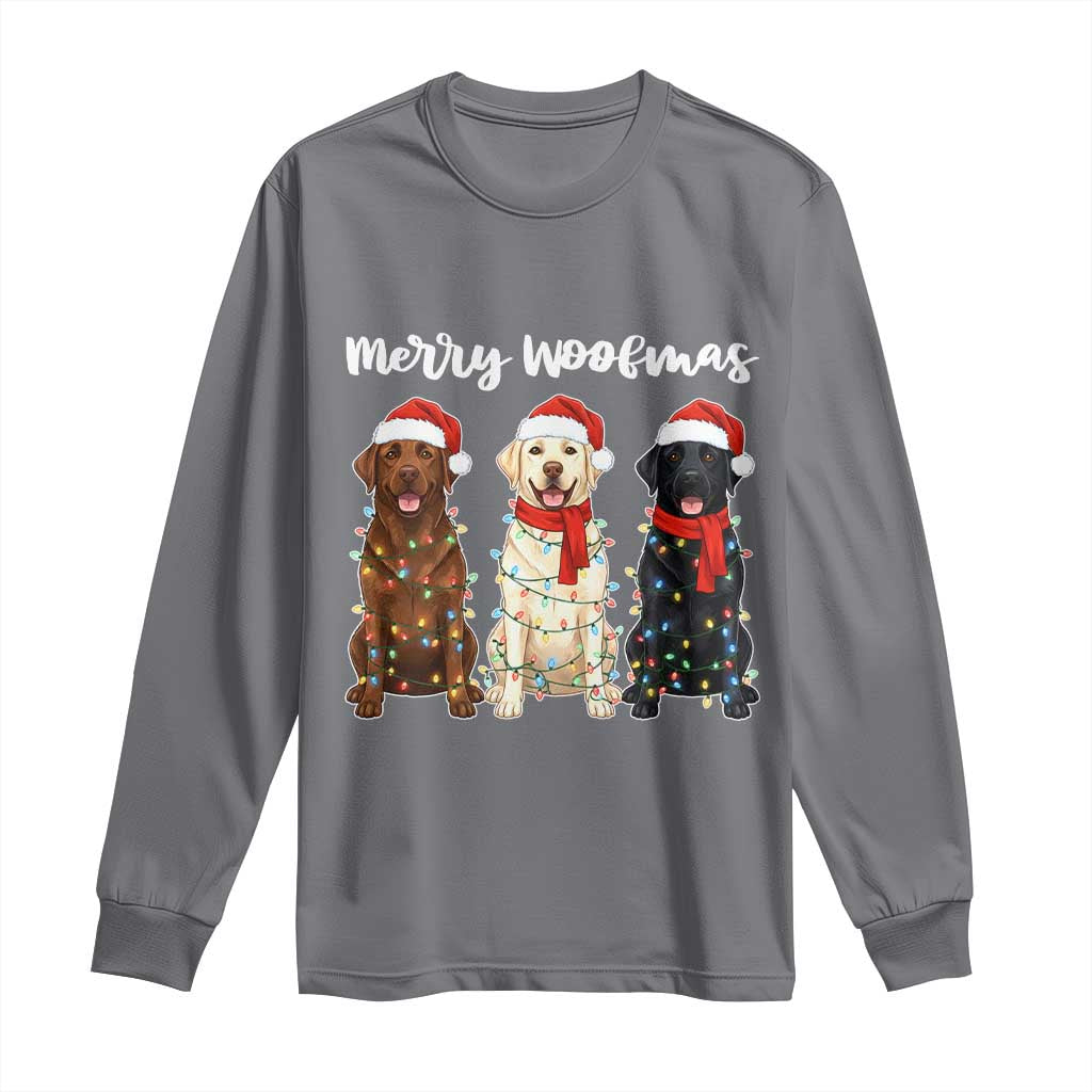 Funny Merry Woofmas Long Sleeve Shirt Labrador Funny Christmas Dog Lover Gift TS12 Charcoal Print Your Wear