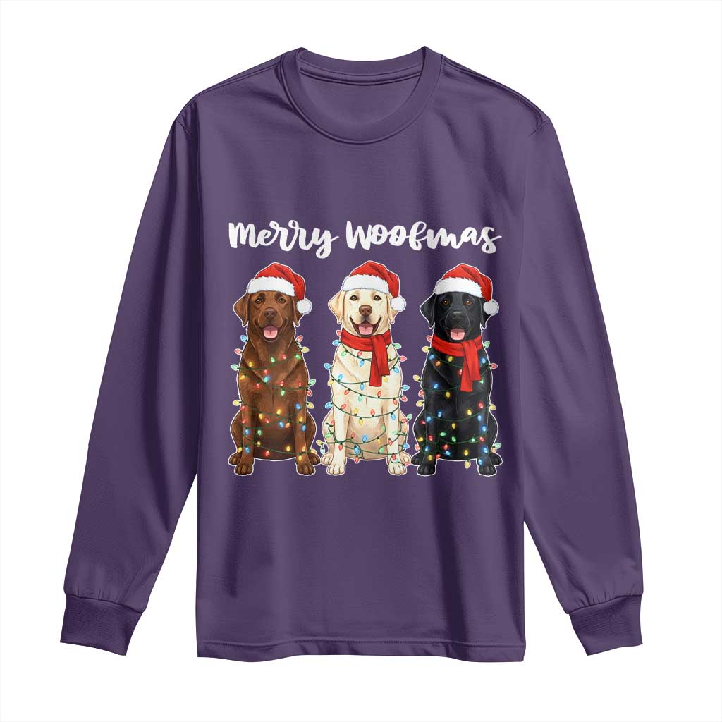 Funny Merry Woofmas Long Sleeve Shirt Labrador Funny Christmas Dog Lover Gift TS12 Purple Print Your Wear