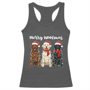 Funny Merry Woofmas Racerback Tank Top Labrador Funny Christmas Dog Lover Gift TS12 Dark Heather Print Your Wear