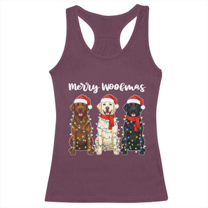 Funny Merry Woofmas Racerback Tank Top Labrador Funny Christmas Dog Lover Gift TS12 Maroon Print Your Wear