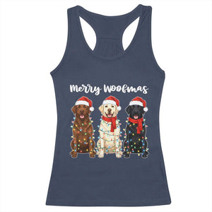 Funny Merry Woofmas Racerback Tank Top Labrador Funny Christmas Dog Lover Gift TS12 Navy Print Your Wear