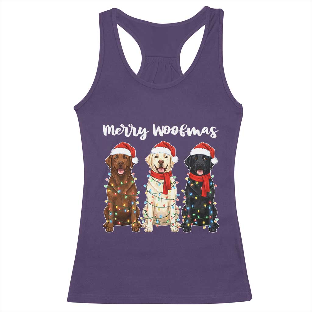 Funny Merry Woofmas Racerback Tank Top Labrador Funny Christmas Dog Lover Gift TS12 Purple Print Your Wear